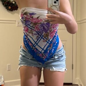 Elegant Floral Bandeau Scarf Top